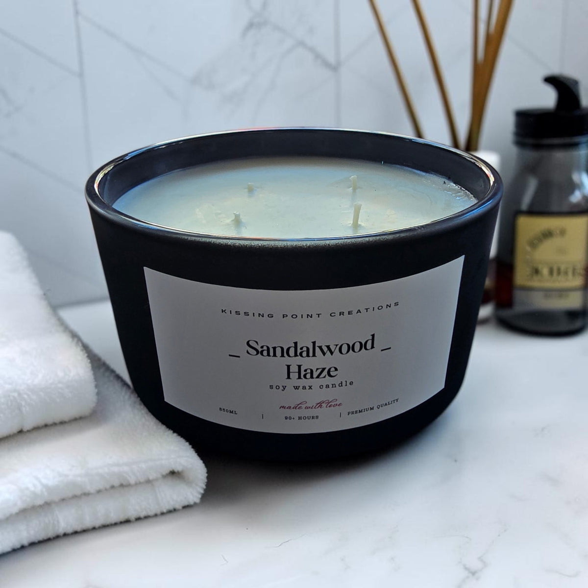 850ml Matte Black Bowl - 4 wick