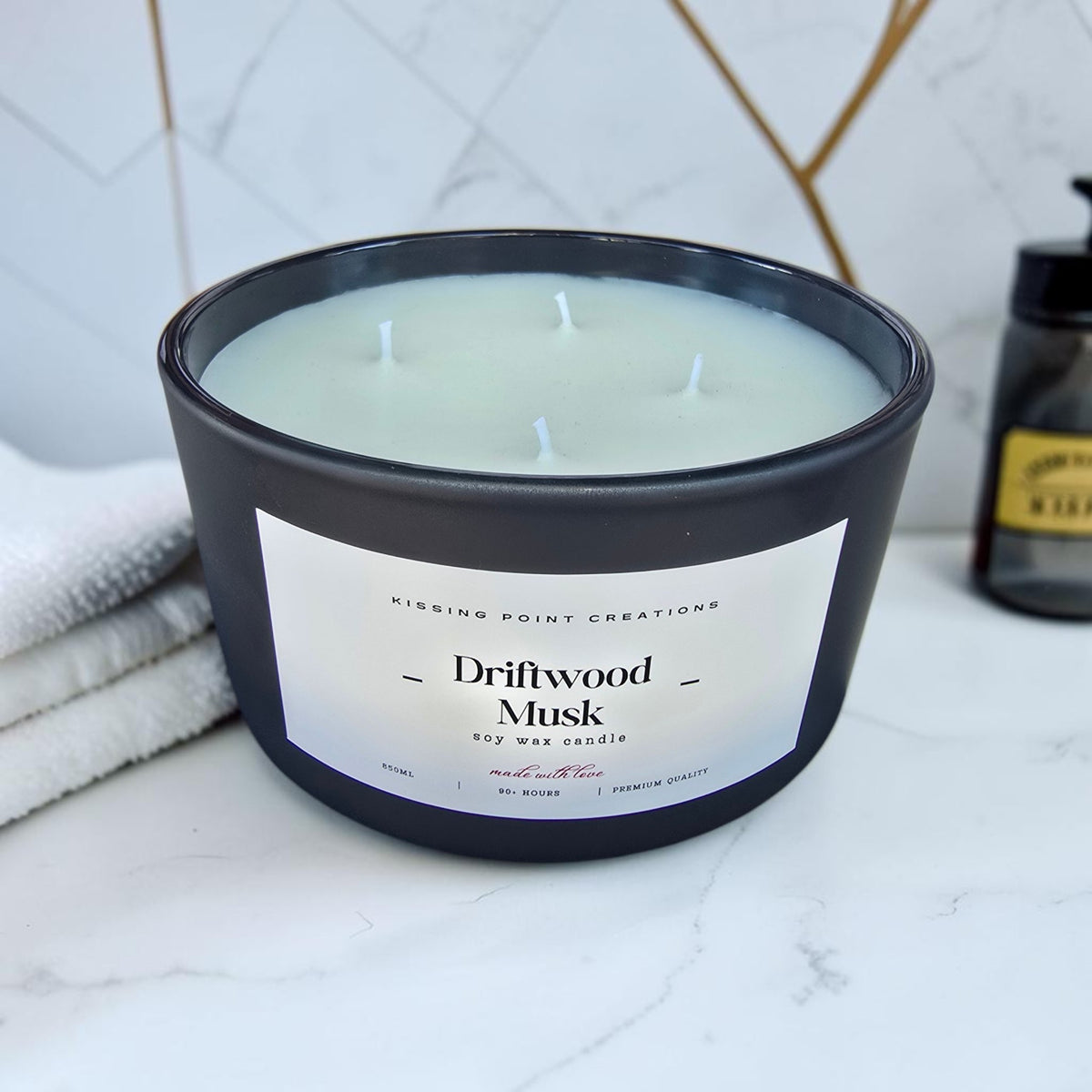 850ml Matte Black Bowl - 4 wick